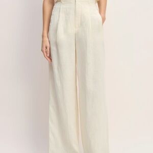 White linen high waisted pants